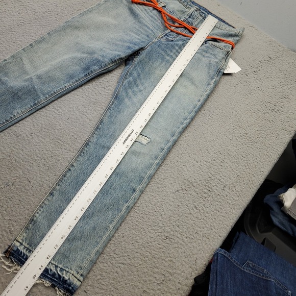 Hudson Jessie Relaxed Recoil Boyfriend Jeans Women 26 Blue Distressed Button Fly - Picture 3 of 10